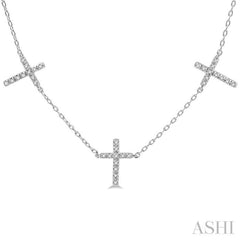 1/6 Ctw Five Cross Charm Necklace in 10K White Gold