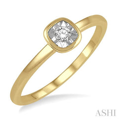 1/50 ctw Square Curve Edge Round Cut Diamond Promise Ring in 10K Yellow Gold