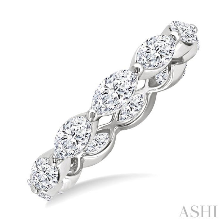 2 Ctw East-West Set Marquise Cut Diamond Eternity Wedding Band in 14K White Gold