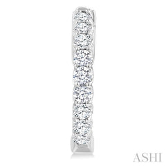 1 Ctw Inside-Out Embellished Round Cut Diamond Hoop Earrings in 14K White Gold