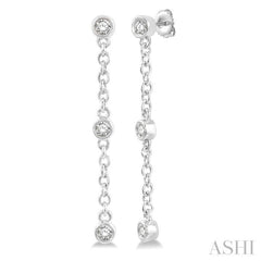 1/6 Ctw Circular Shape 3-Station Round Cut Diamond Drop Earring in 10K White Gold