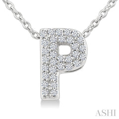 1/10 Ctw Bubble Accent Initial 'P' Round Cut Diamond Fashion Pendant With Chain in 10K White Gold