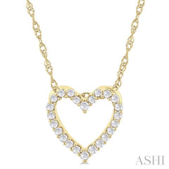 1/10 Ctw Heart Shape Round Cut Diamond Pendant With Chain in 10K Yellow Gold