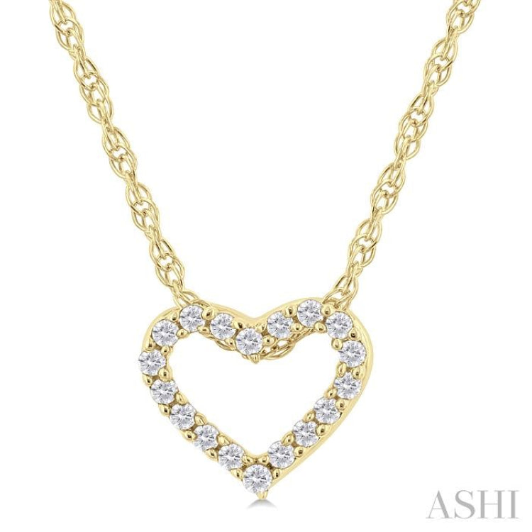 1/20 Ctw Heart Shape Round Cut Diamond Pendant With Chain in 10K Yellow Gold
